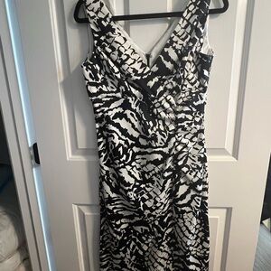 Donna Ricco Black and White Sheath Midi Dress